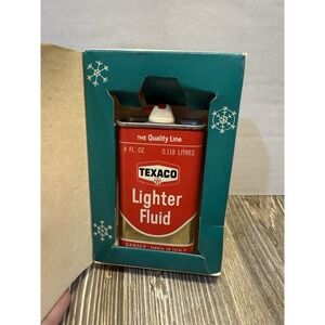 VTG Season Greeting Texaco Oil Can Lighter Fluid Empty Christmas Gift